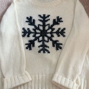 Wooden Ships Cream and Black Snowflake Sweater. XS